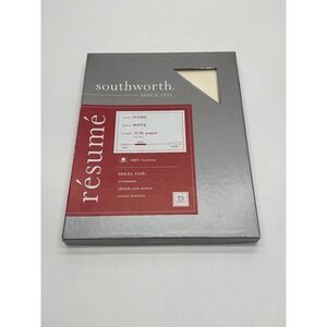 Southworth Resume Paper Ivory 100% Cotton 32 lb Wove Finish 75 Sheets 8.5x11